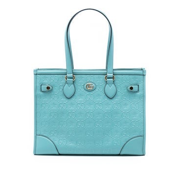 Calf Leather GG Star Embossed Leather Tote