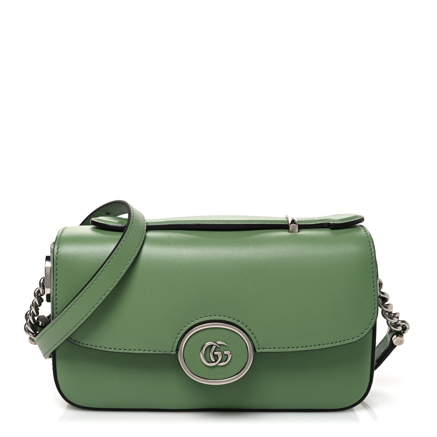 Gucci Senna Calfskin Petite GG Top Handle Shoulder Bag Green Soil Grass