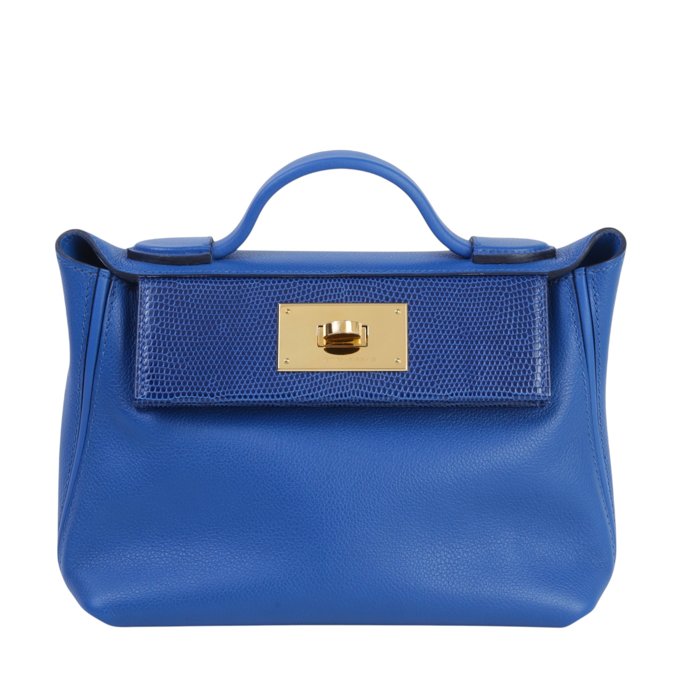 Very Good ( Rank A) HERMÈS 24/24 - 21 mini Touch Bleu Saphir (73) Evercolor Lizard Gold hardware U (2022)