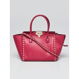 Valentino Valentino Pink Leather Rockstud Small Double Handle Tote Bag