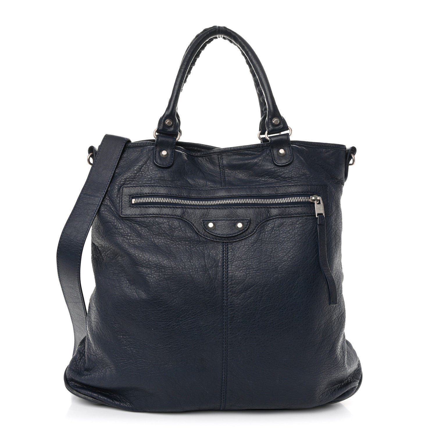 Balenciaga Agneau Classic Silver Hardware Hexagon Bleu Mineral