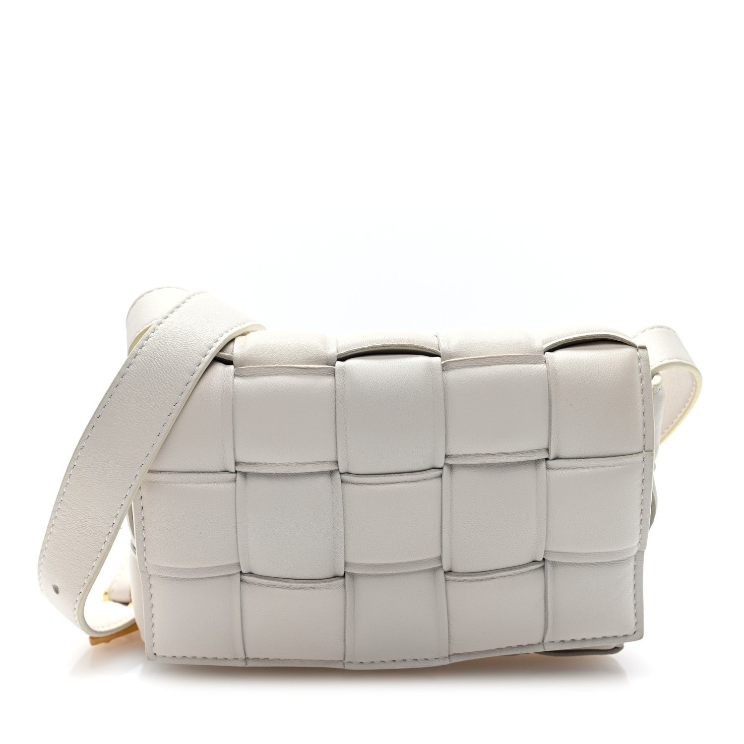 Bottega Veneta Nappa Maxi Intrecciato Small Padded Cassette Crossbody Bag Chalk