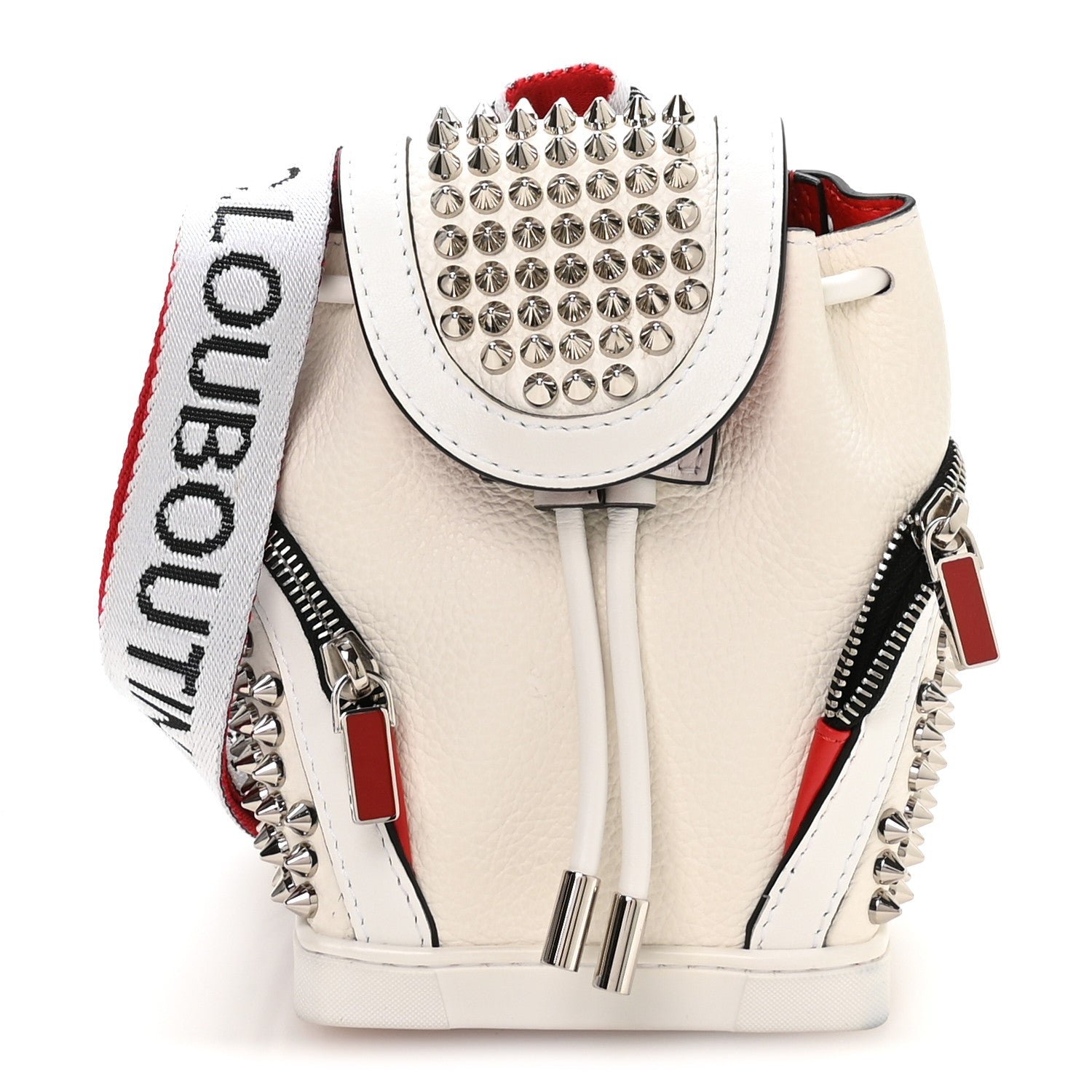 Christian Louboutin Calfskin Spiked Small Explorafunk Backpack White