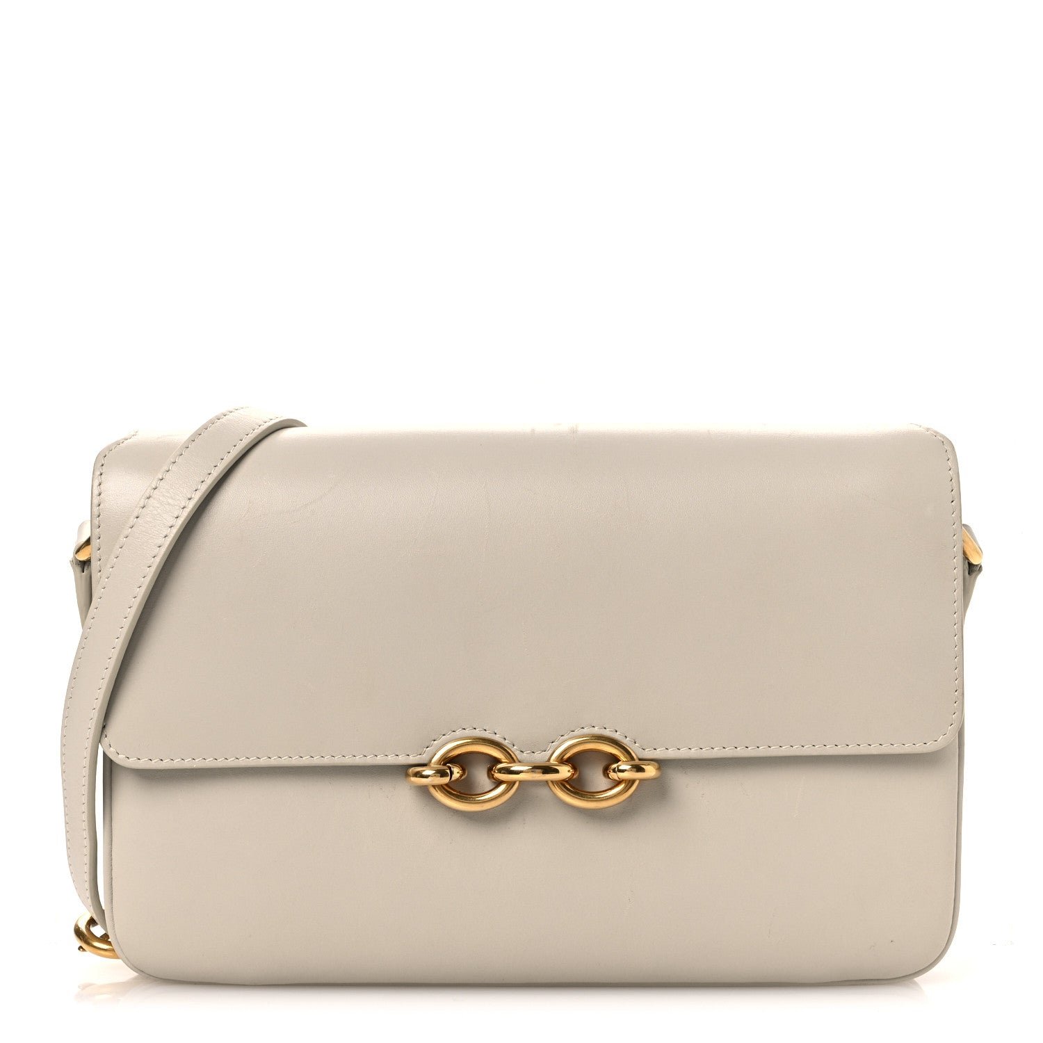 Saint Laurent Smooth Calfskin Le Maillon Satchel Crema Soft