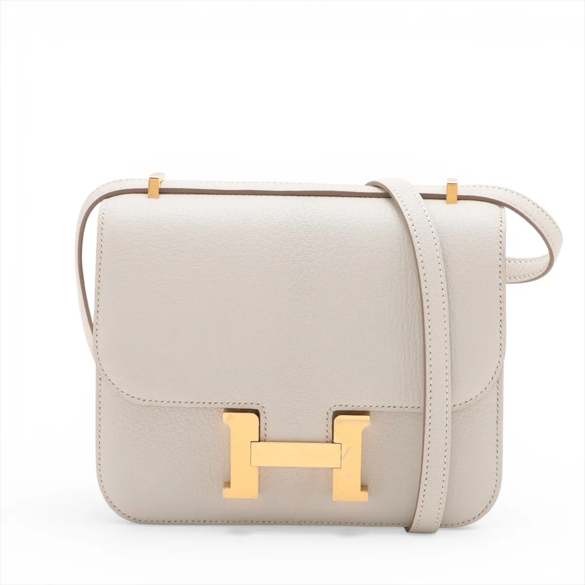 Hermès Constance 3 Mini 18 Miroir Verso Chèvre Mysore Mushroom x chai Gold Metal