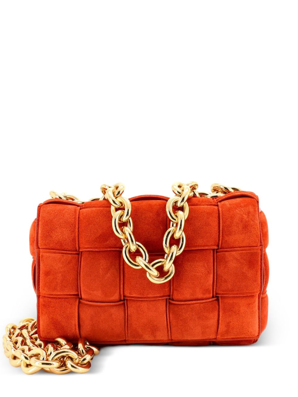 Cassette Chain Padded Maxi Intrecciato Suede crossbody bag