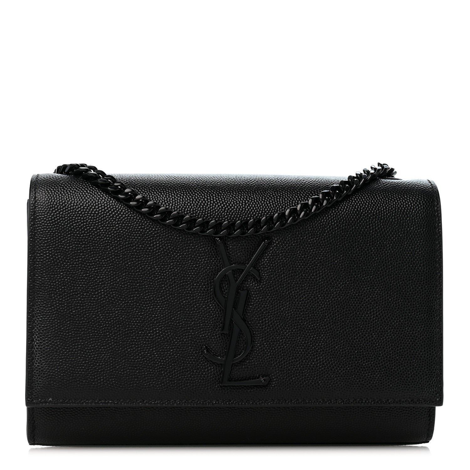 Saint Laurent Grain De Poudre Small Monogram Monochrome Kate Satchel Black