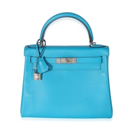 Hermes Hermès Blue Frida Evercolor Kelly Retourne 28 PHW