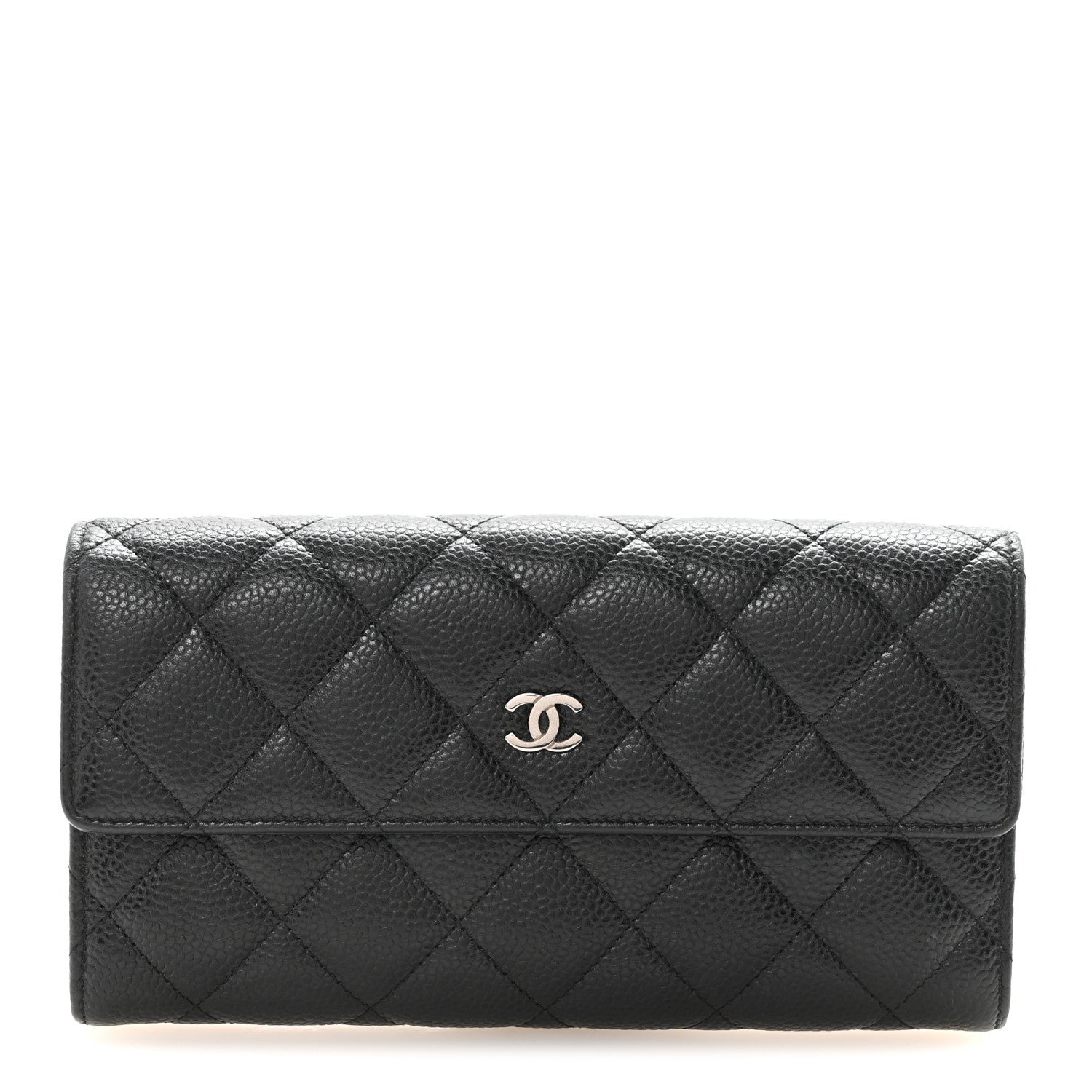 Chanel Caviar Quilted Large Gusset Flap Wallet Black