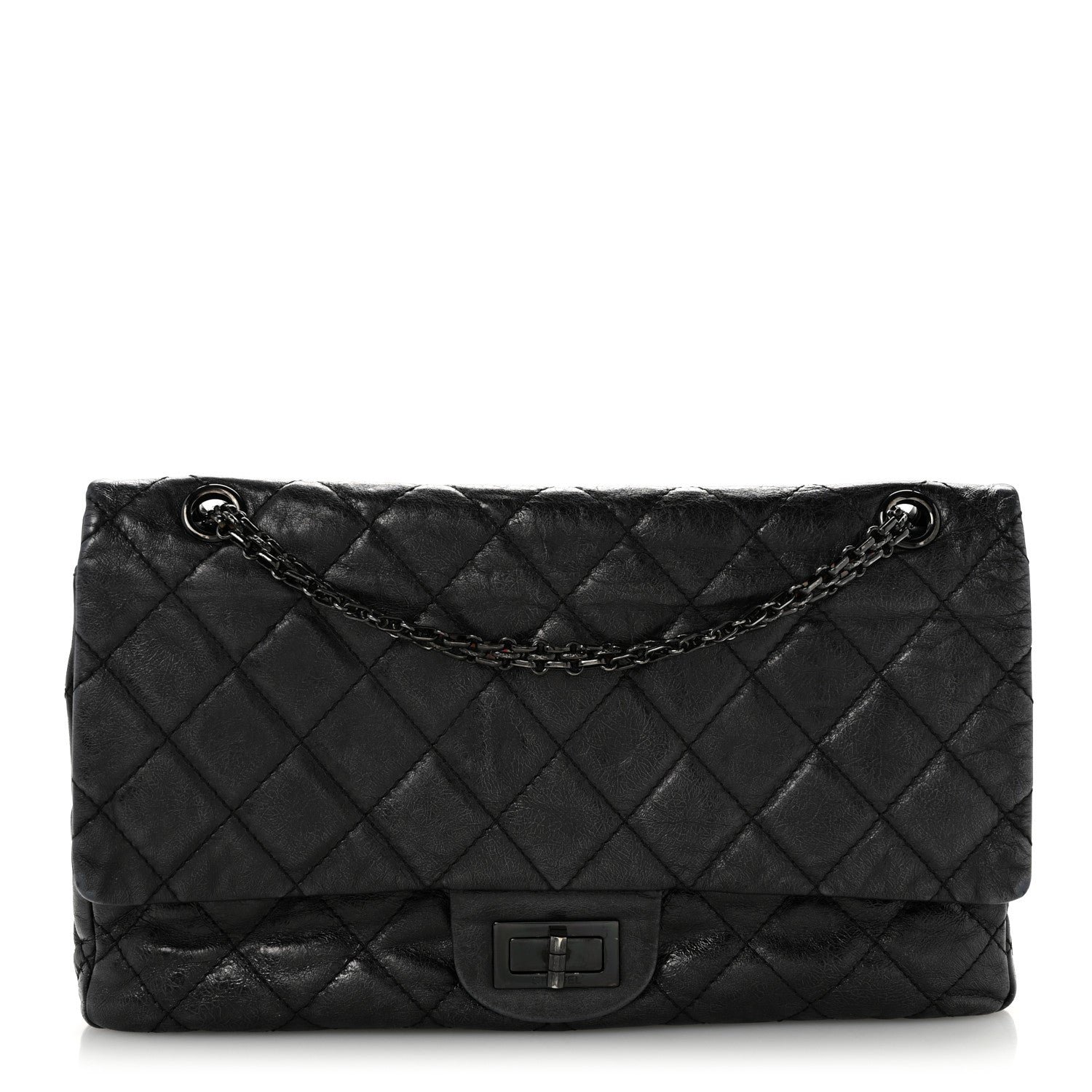 Chanel Metallic Aged Calfskin Quilted 2.55 Reissue 227 Flap So Black