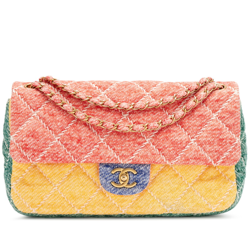 Multicolor Rainbow Quilted Jersey Wool Ultimate Stitch Fabrics & Co. Jumbo Flap Bag Aged Gold Hardware, 2015
