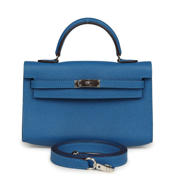 Pre-owned Hermes Micro Kelly 15 Mykonos Epsom Palladium Hardware