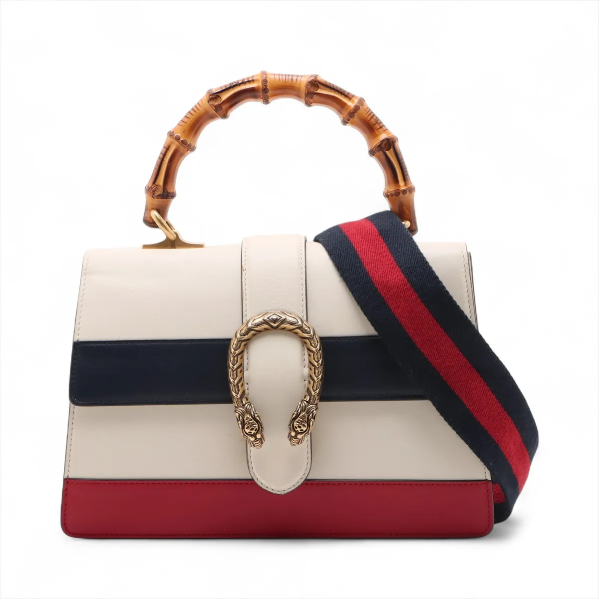 Gucci Bamboo Duonyssos Leather 2 Way Handbag Multicolor 448075