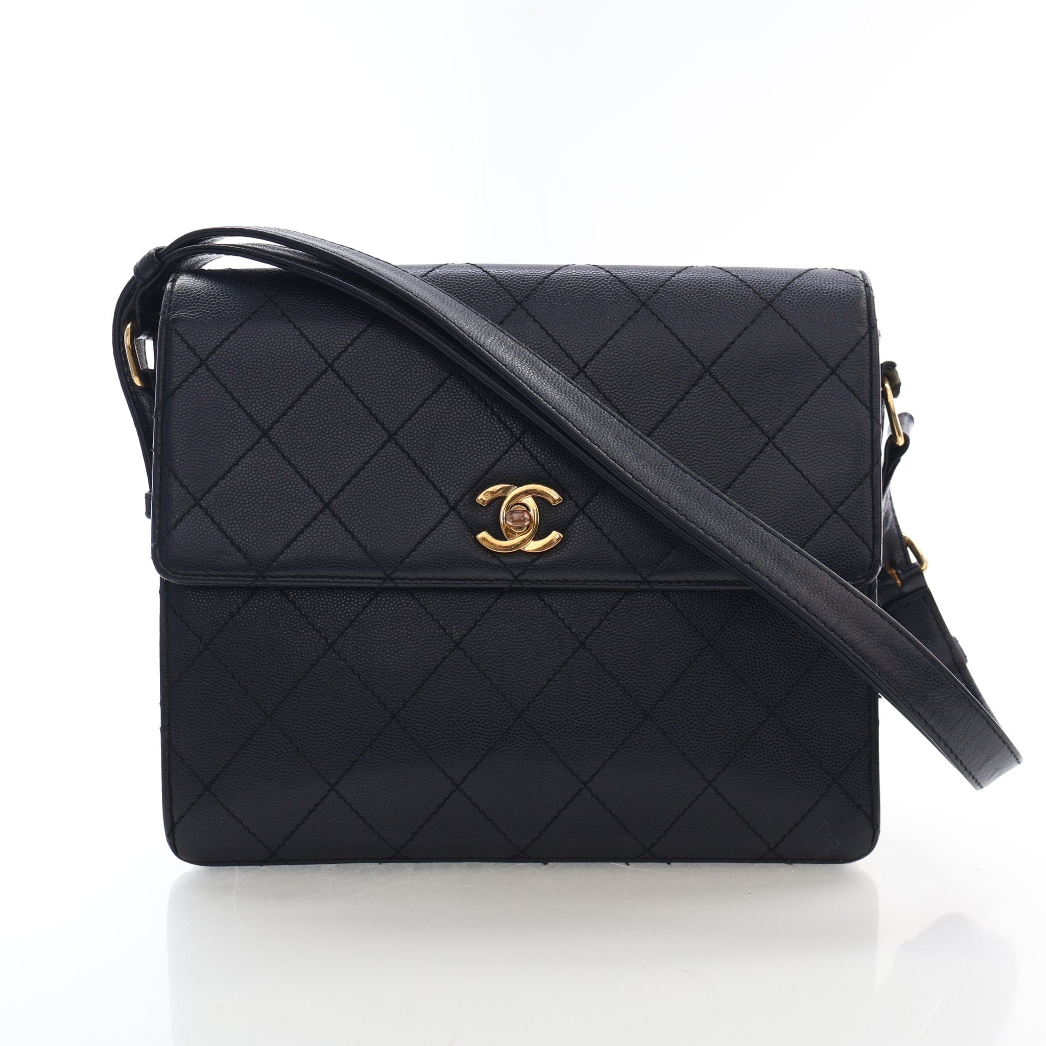 Chanel Vintage Caviar Square Flap Bag