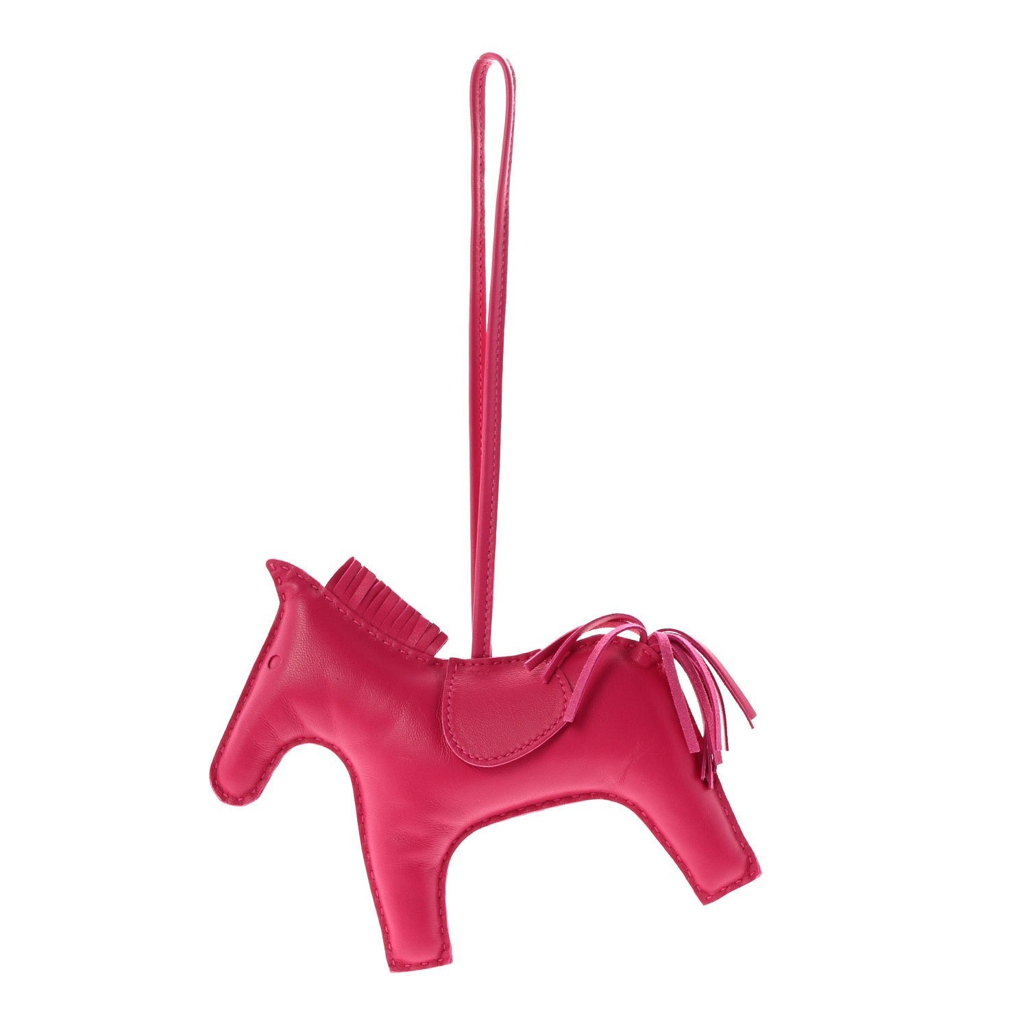 Hermes Milo Lambskin Grigri Rodeo Horse Bag Charm GM Rose Mexico