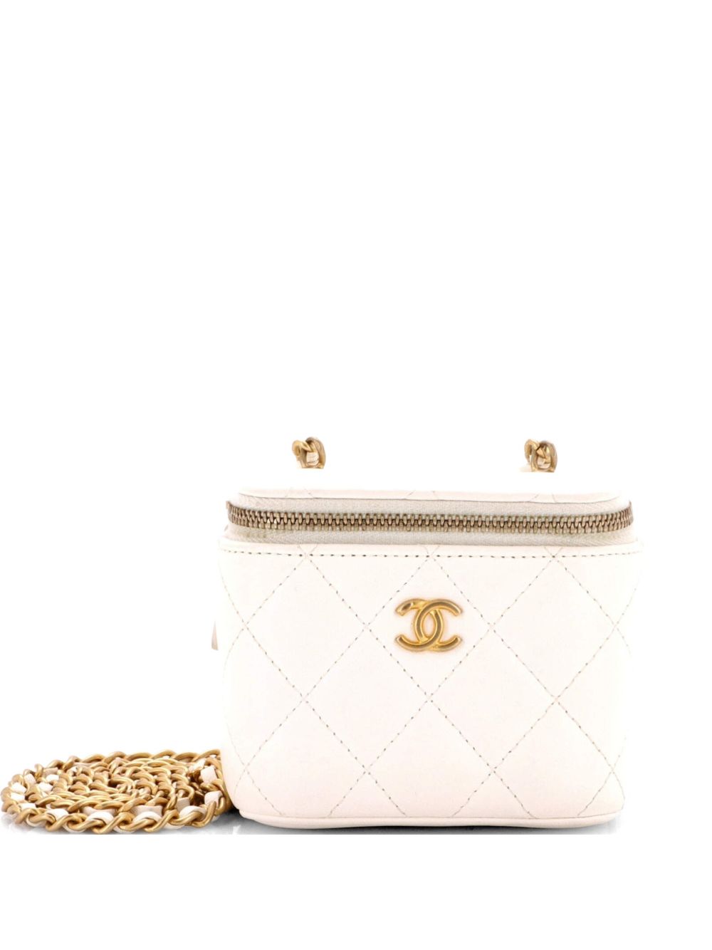 Pearl Crush Vanity Case with Chain Quilted Lambskin Mini clutch bag