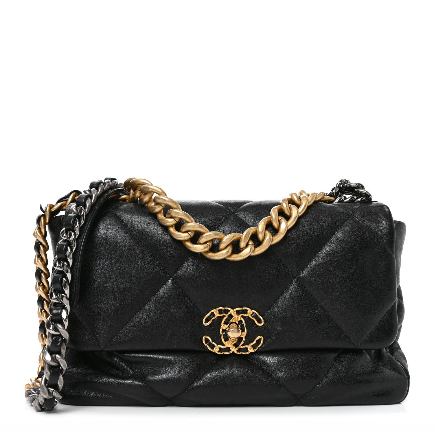Chanel Lambskin Quilted Large Chanel 19 Flap Black