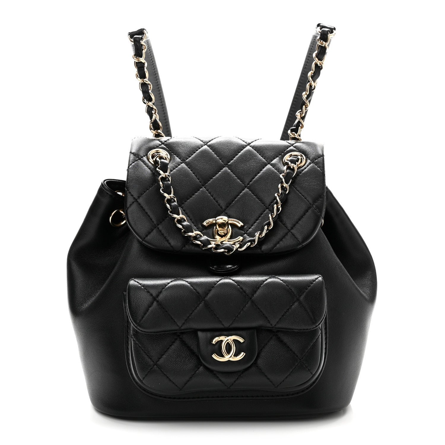 Chanel Lambskin Quilted Small Duma Drawstring Backpack Black