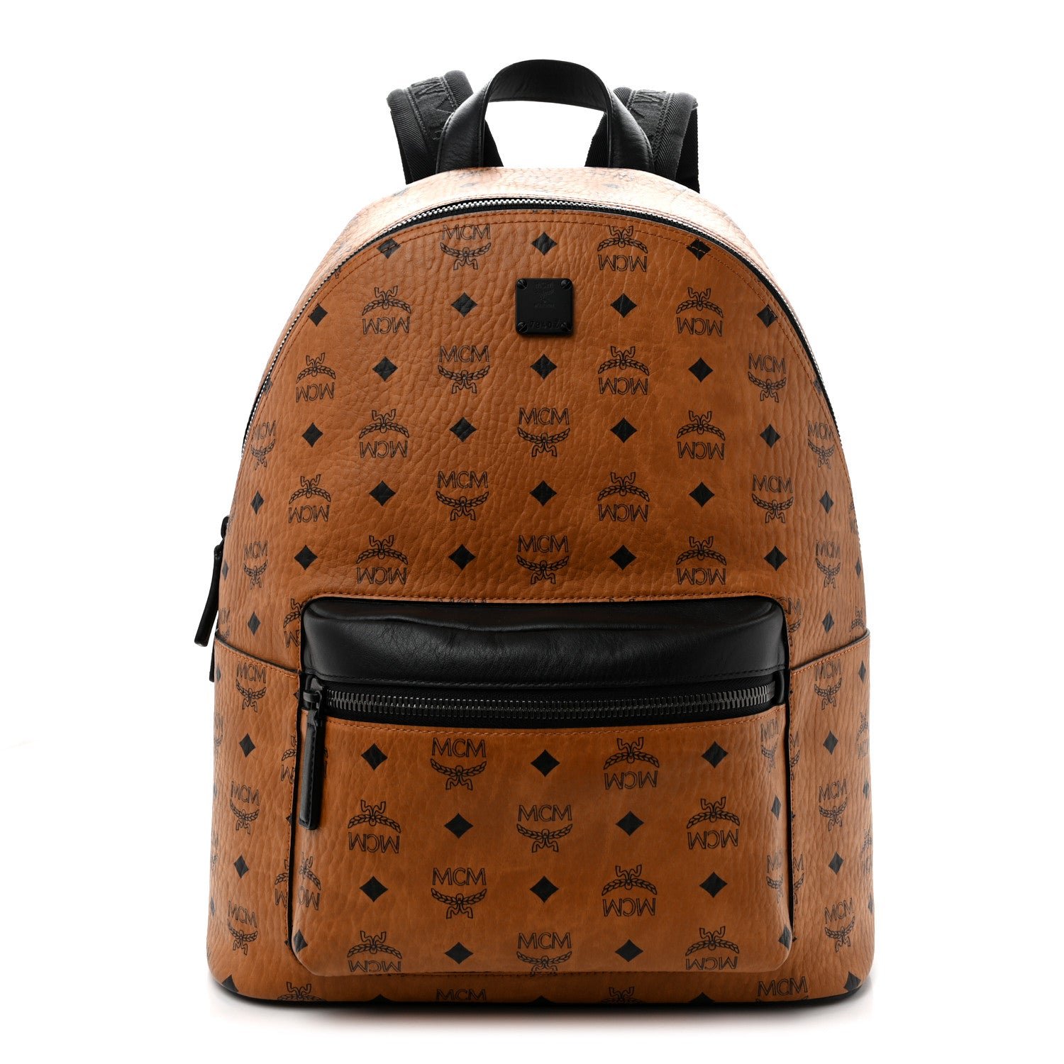 MCM Visetos Nappa Medium Stark Backpack Cognac Black