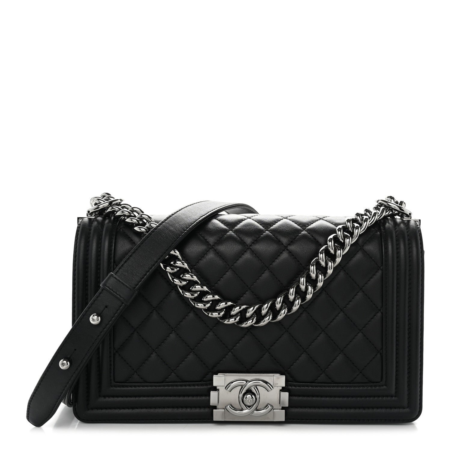 Chanel Lambskin Quilted Medium Boy Flap Black