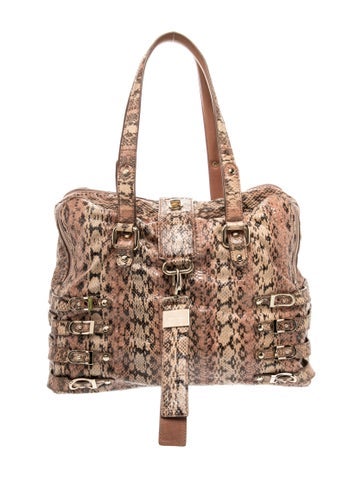 Embossed Leather Top Handle Bag