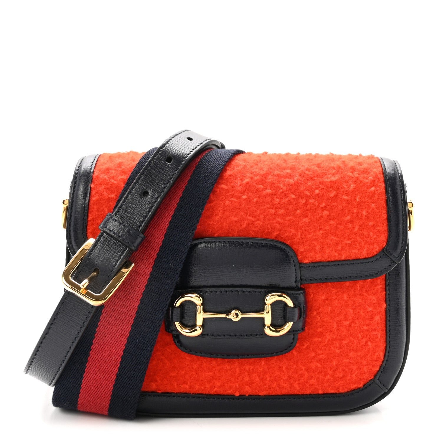 Gucci Casy Wool Azalea Calfskin Mini Horsebit 1955 Shoulder Bag Bitter Sweet Blue