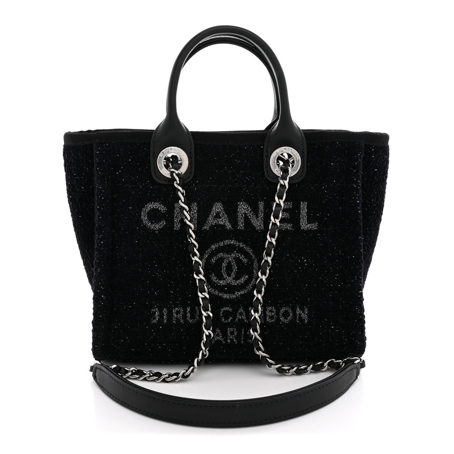 Chanel Lurex Canvas Mini Deauville Tote Black
