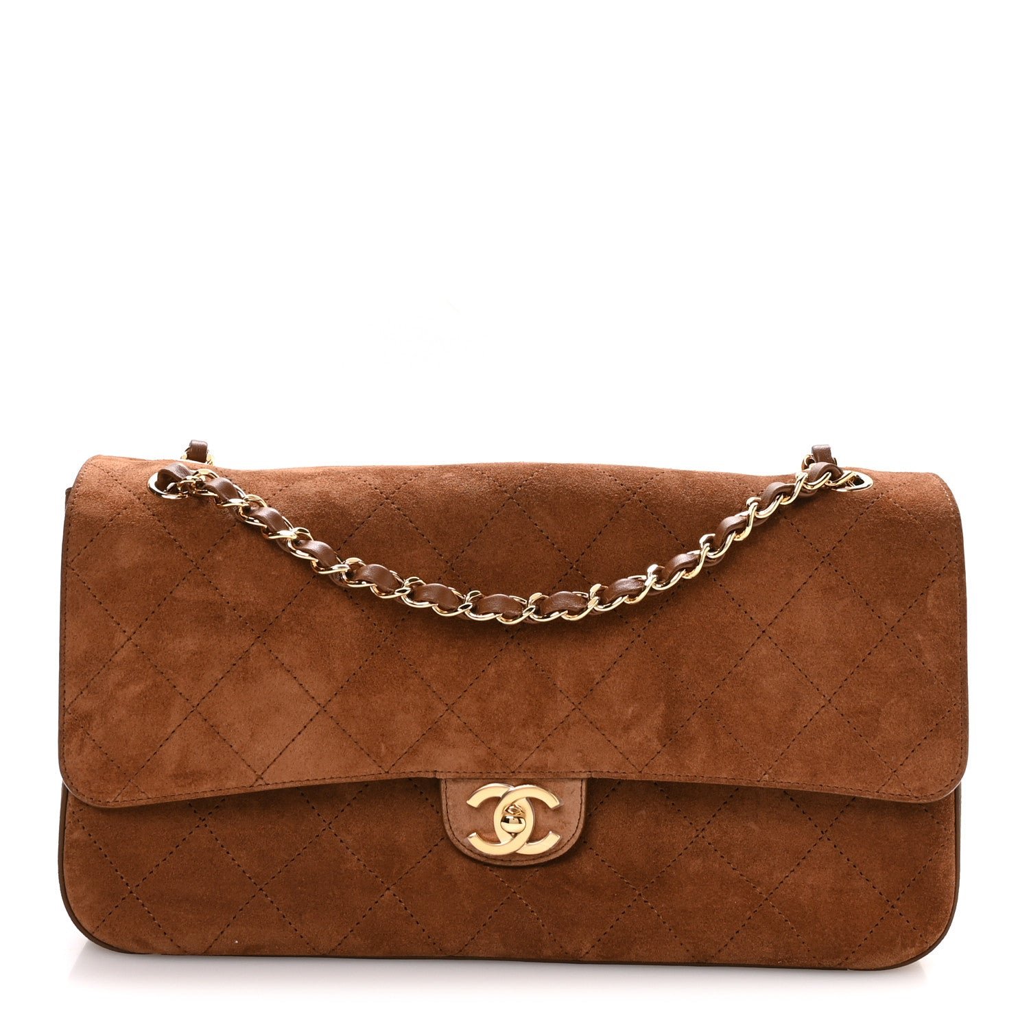 Chanel Suede Calfskin Small Souplissimo Maxi Flap Camel