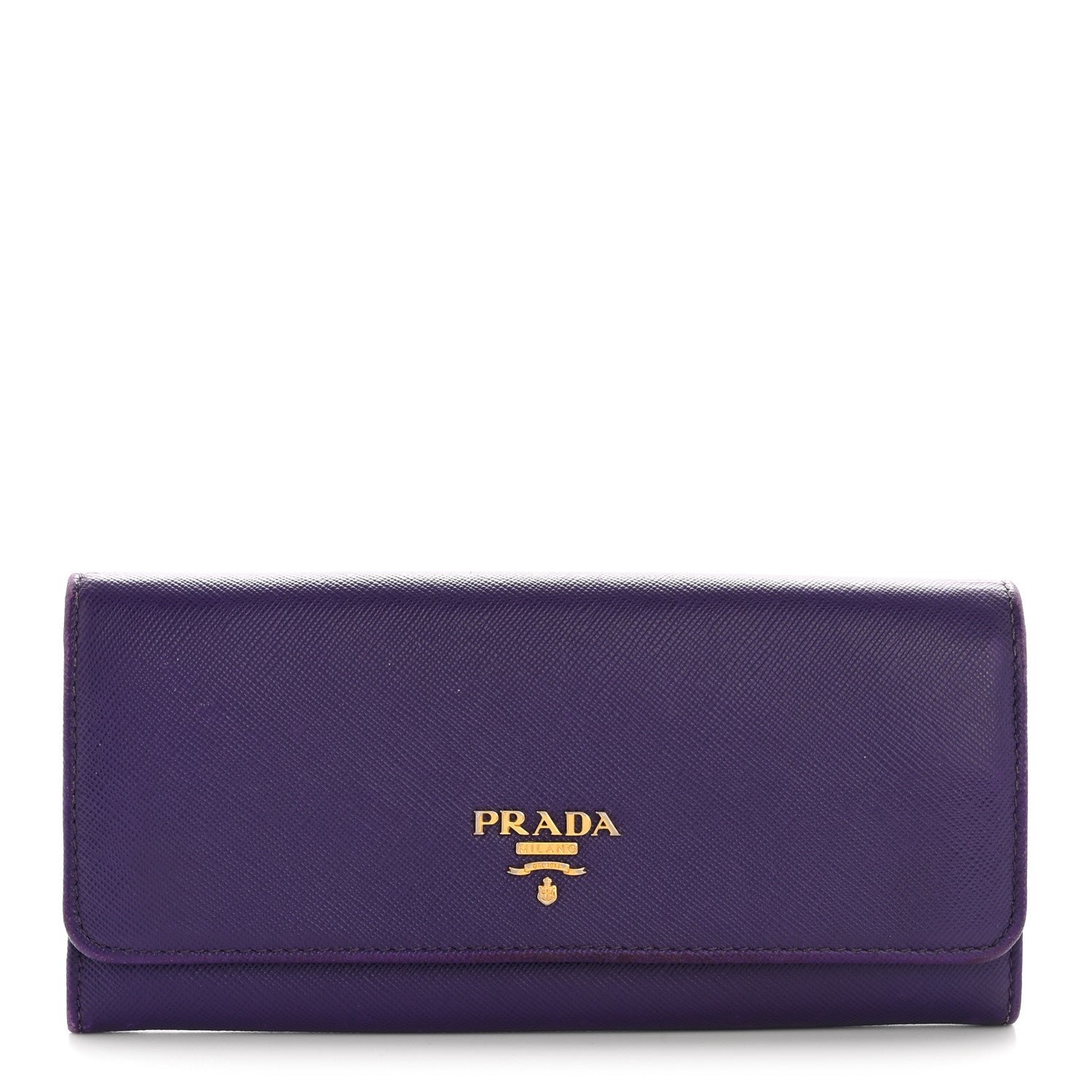 Prada Saffiano Lux Continental Flap Travel Wallet Viola Multicolor
