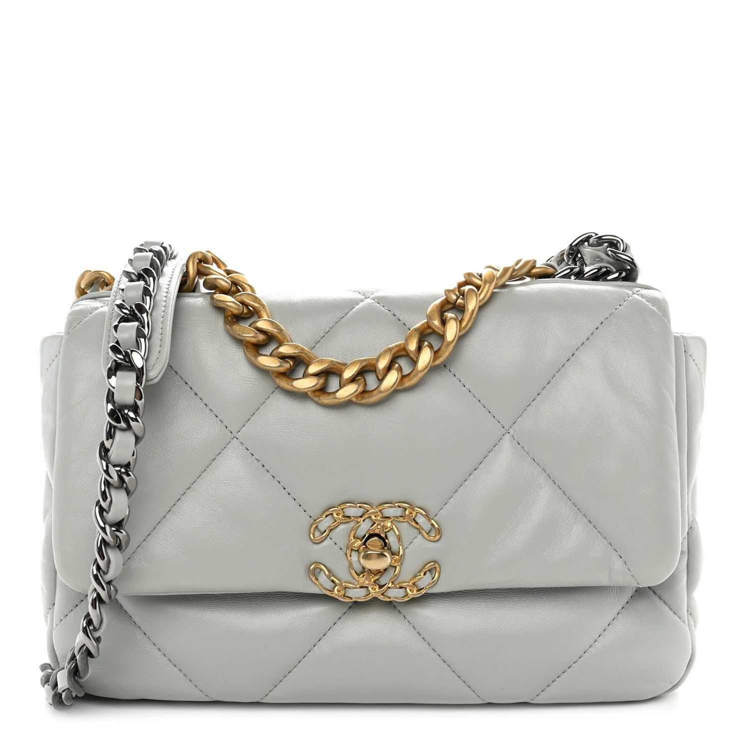 Chanel Lambskin Quilted Medium Chanel 19 Flap Grey