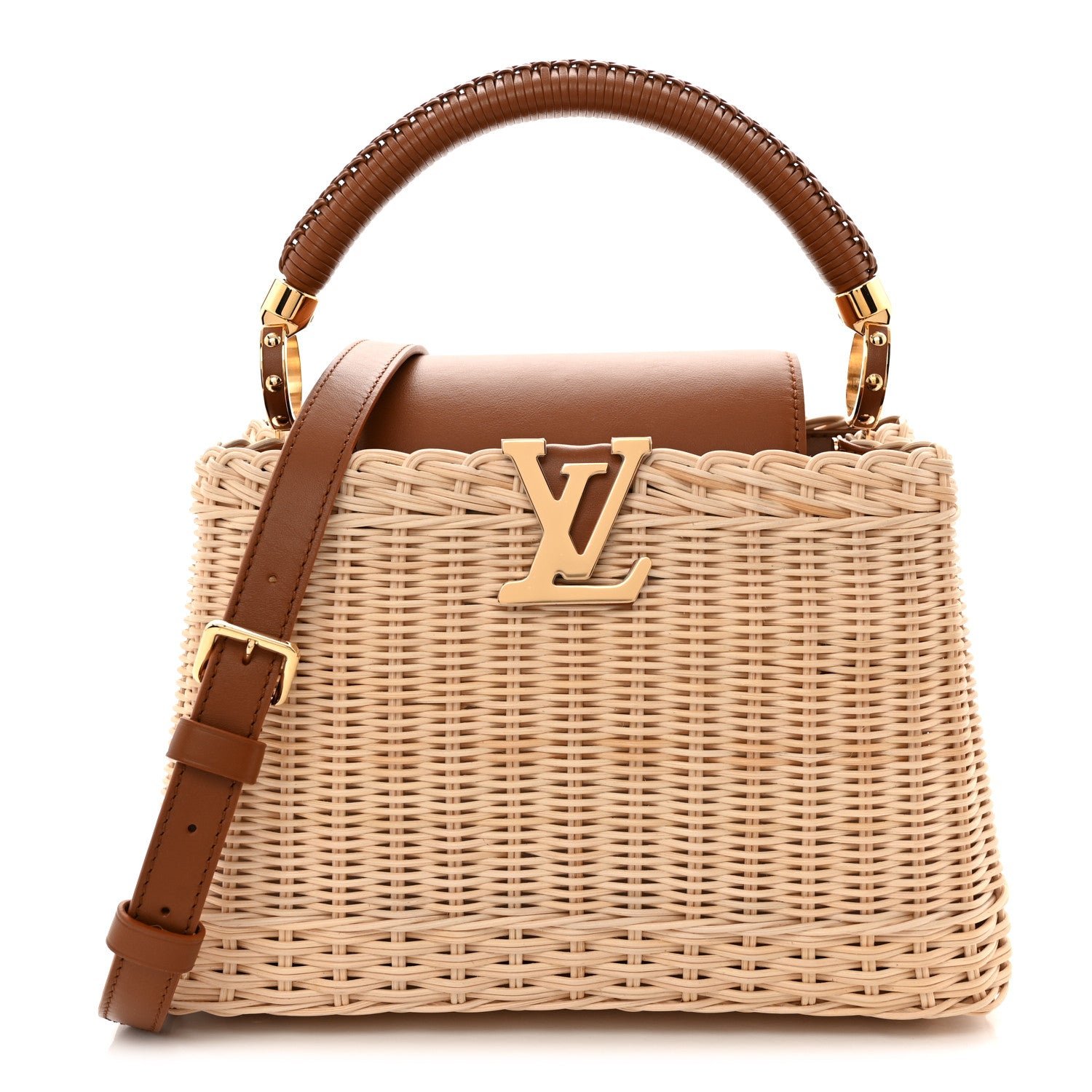 Louis Vuitton Rattan Calfskin Capucines BB Tan