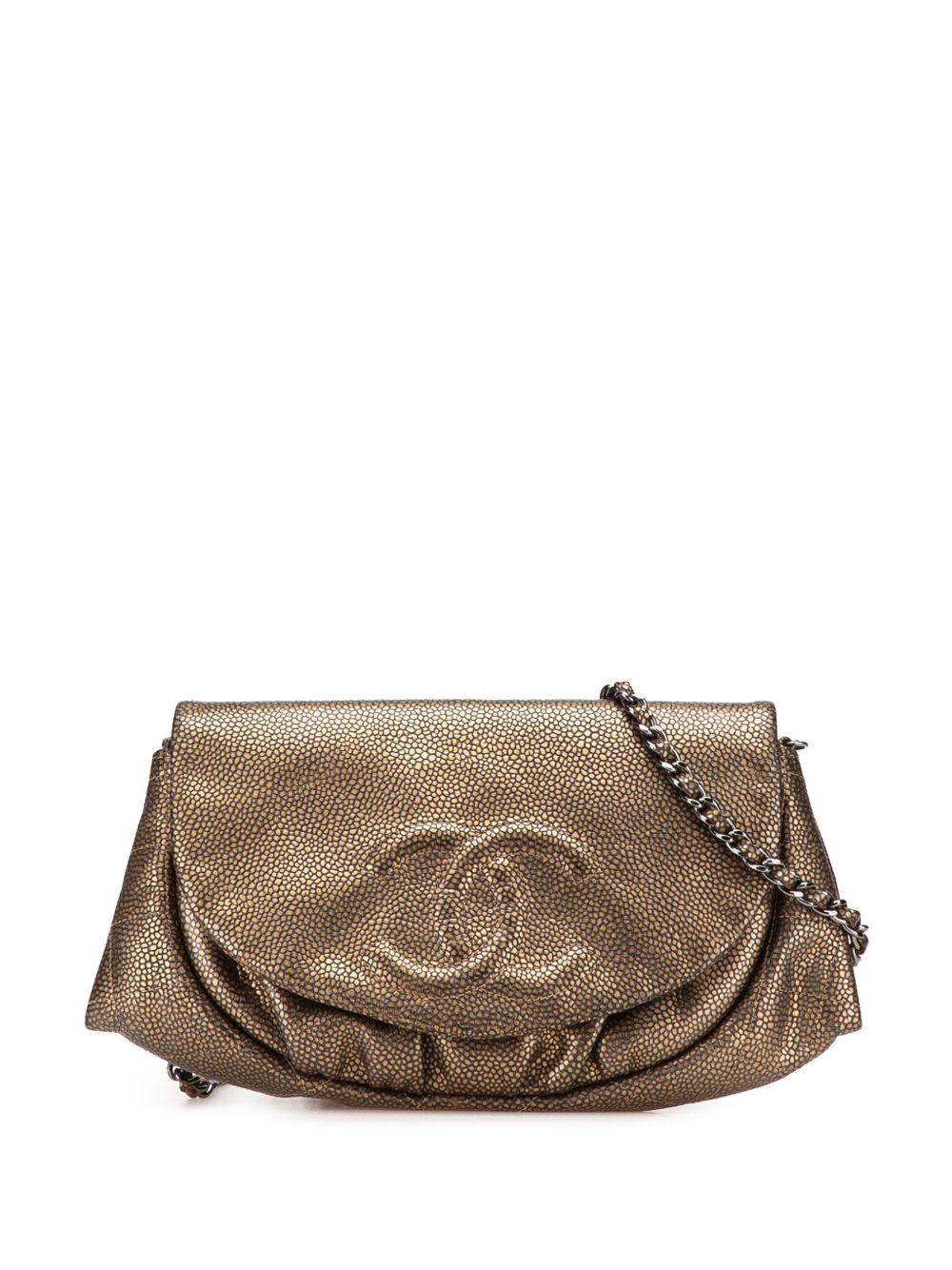 2012 CC Metallic Caviar Half Moon Wallet on Chain crossbody bag