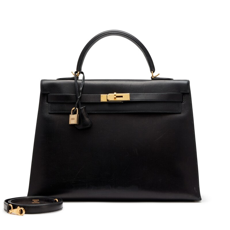 Hermes Black Calf Box Sellier Kelly 35 Gold Hardware, 2006