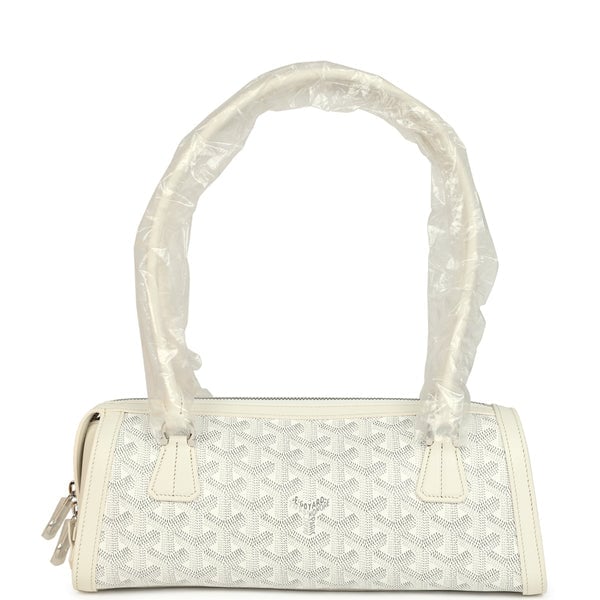 Goyard Goyard Goyardine Canvas Bonbonnière Bag White Chevroches Calfskin Palladium Hardware
