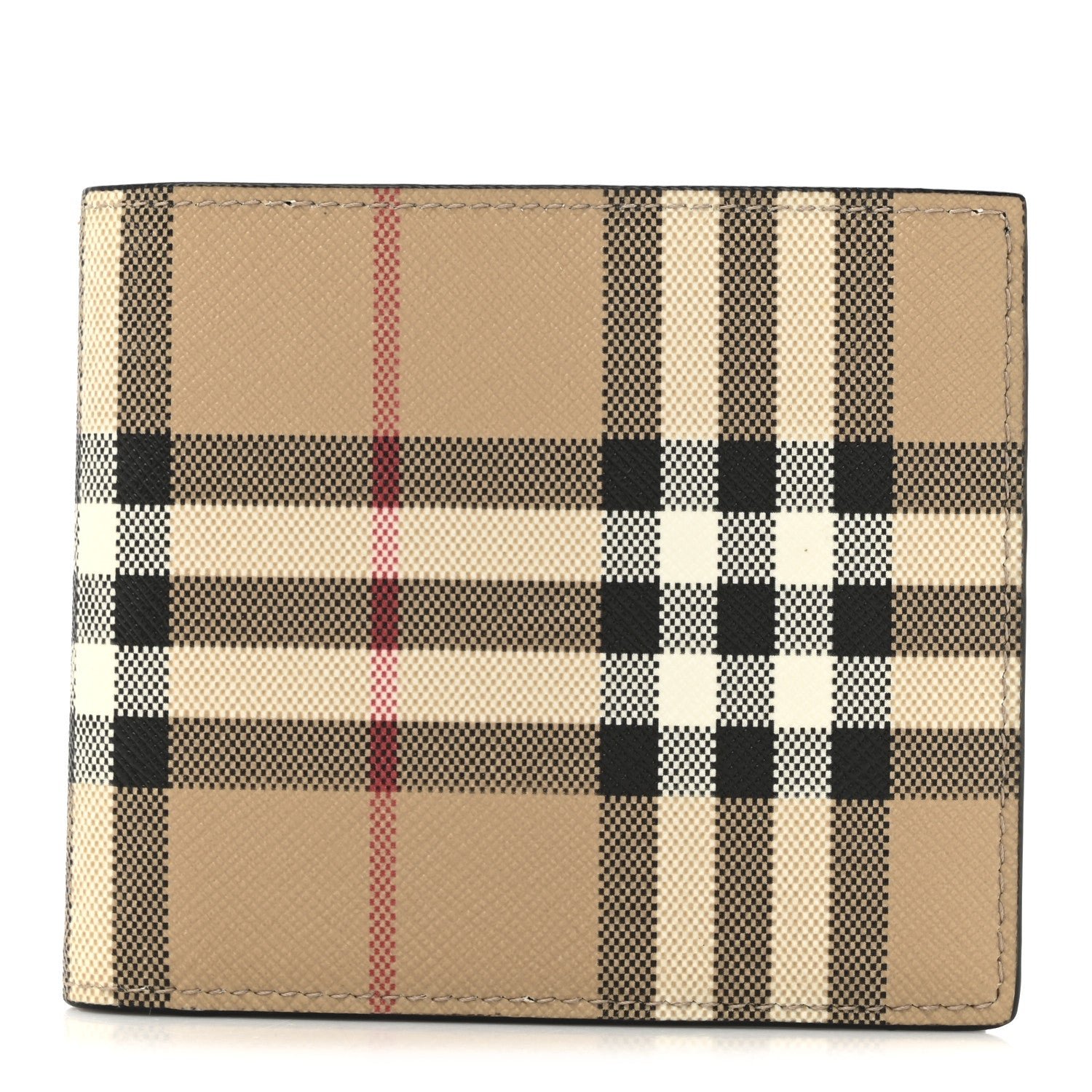Burberry E-Canvas Vintage Check Bi-Fold Wallet Archive Beige