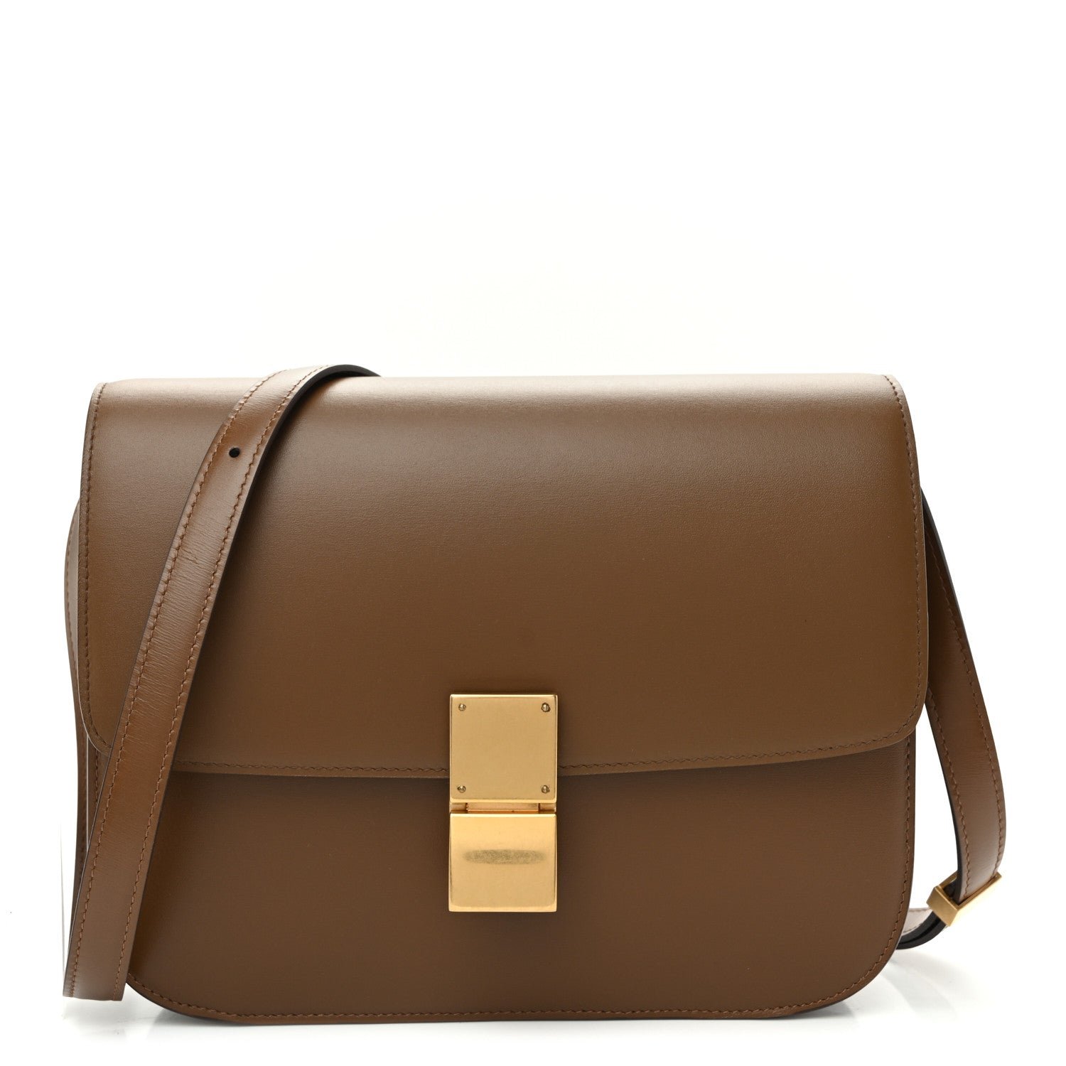 Celine Box Calfskin Medium Classic Box Flap Bag Light Camel