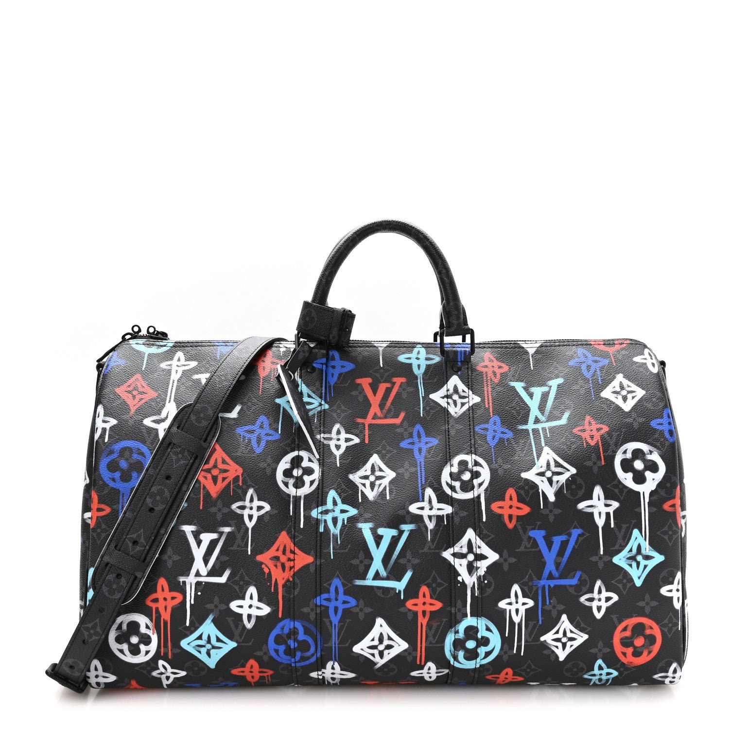 Louis Vuitton Monogram Eclipse LV Graffiti Keepall Bandouliere 50 Multicolor