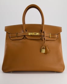 Hermes *HOT VINTAGE* Hermès Vintage Birkin Bag 35cm in Gold Courchevel Leather with Gold Hardware