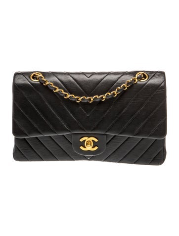 Classic Medium Chevron Double Flap Bag