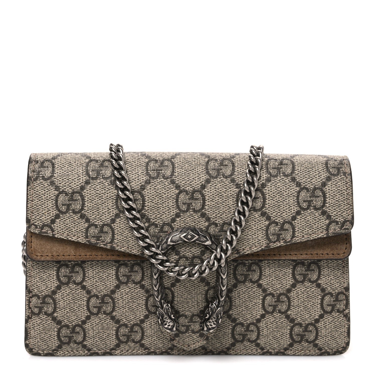 Gucci GG Supreme Monogram Super Mini Dionysus Shoulder Bag Taupe