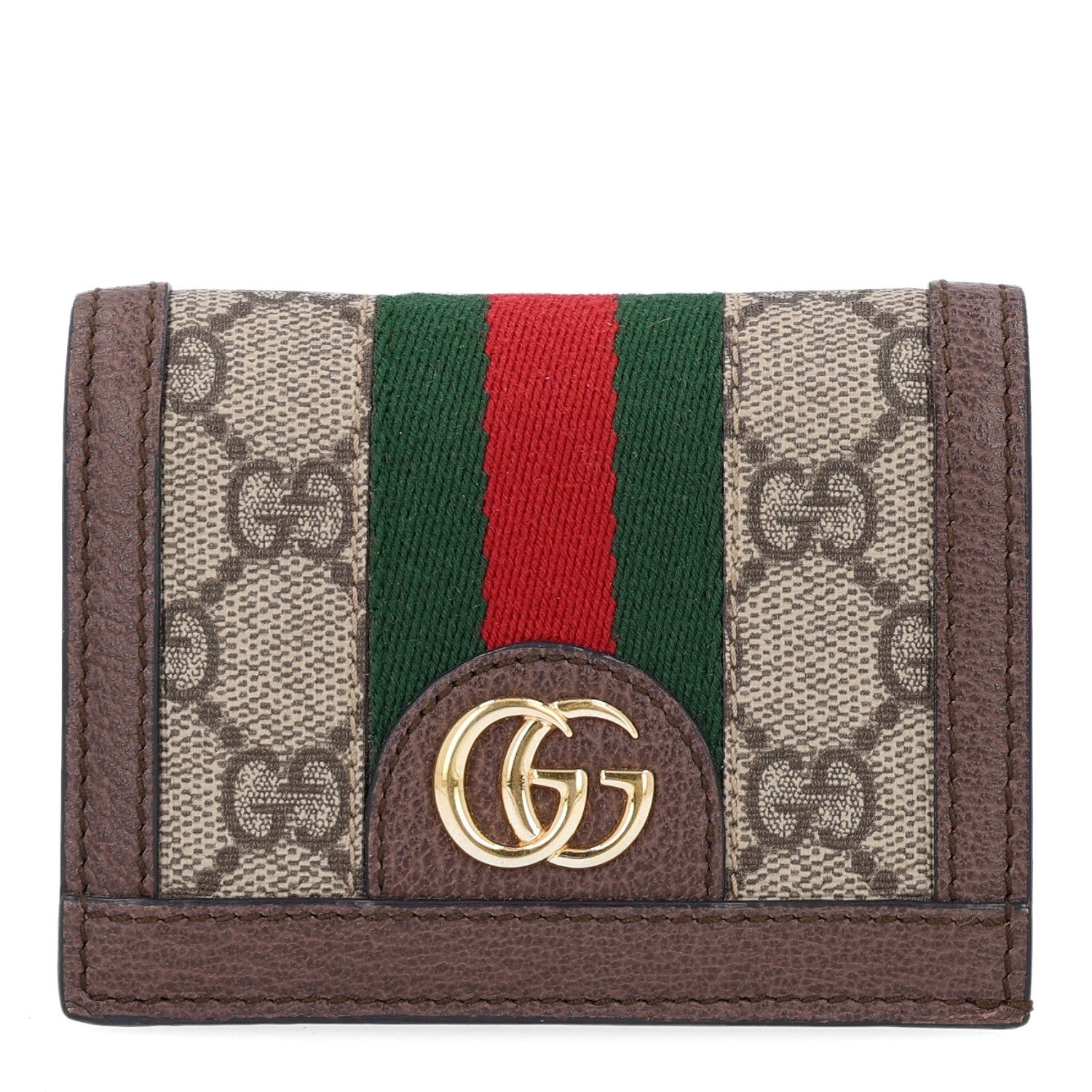 Gucci GG Supreme Monogram Web Ophidia Card Case Beige New Acero