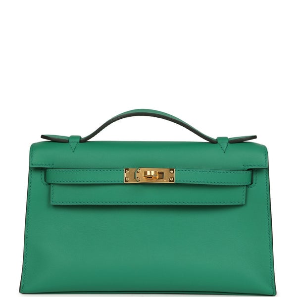 Hermes Hermes Kelly Pochette Vert Moyen Swift Gold Hardware