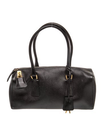 Enameled Metal Triangle Saffiano Handle Bag