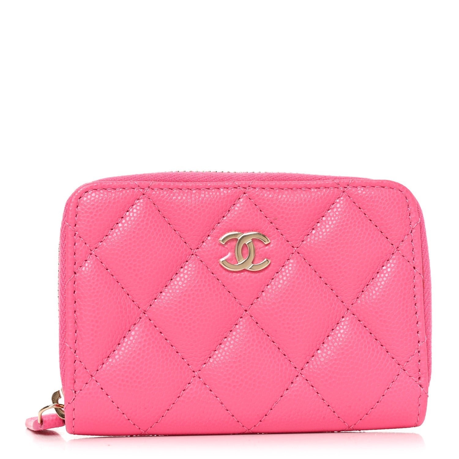 Chanel Caviar Quilted Zip Coin Purse Pink