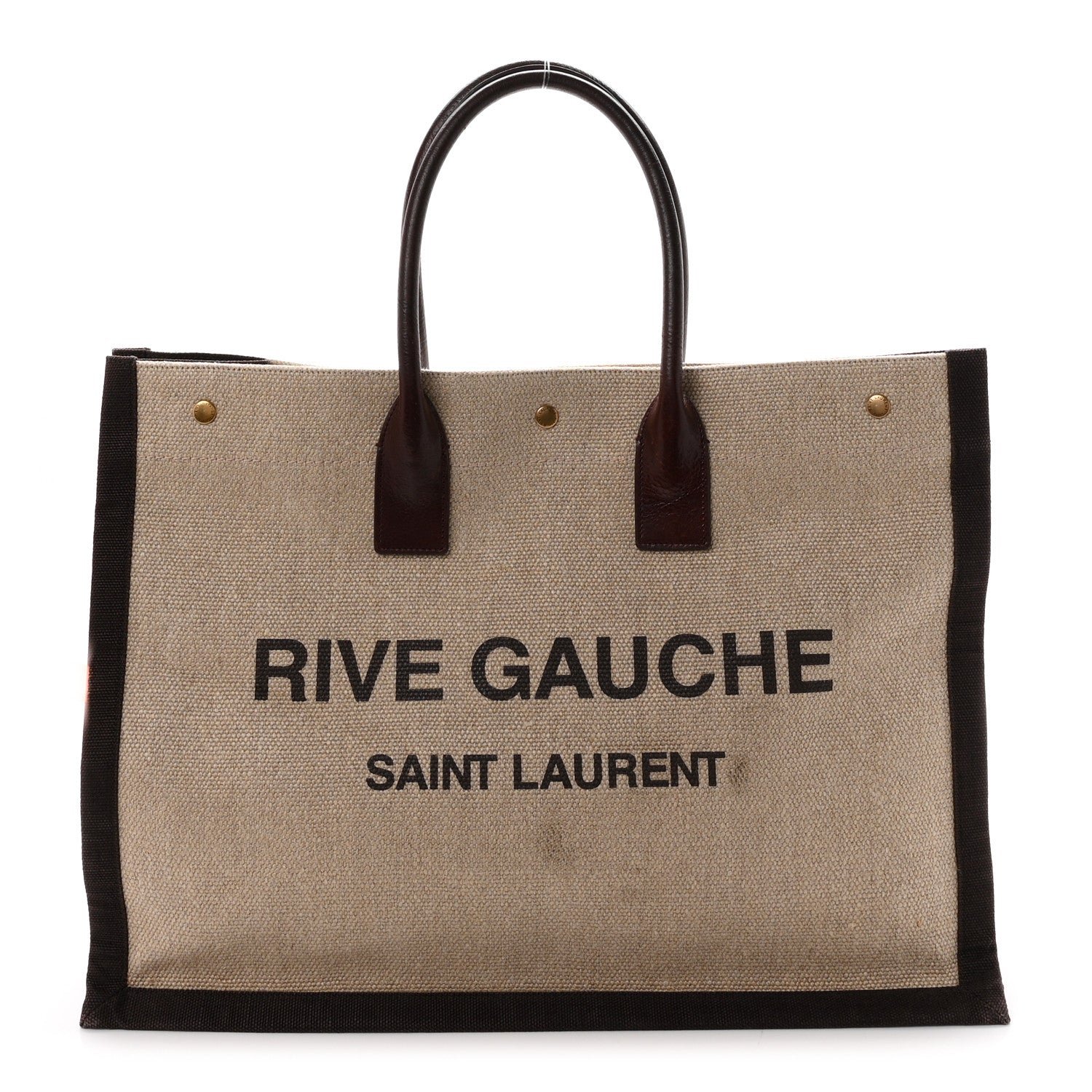 Saint Laurent Linen Calfskin Rive Gauche Tote Natural
