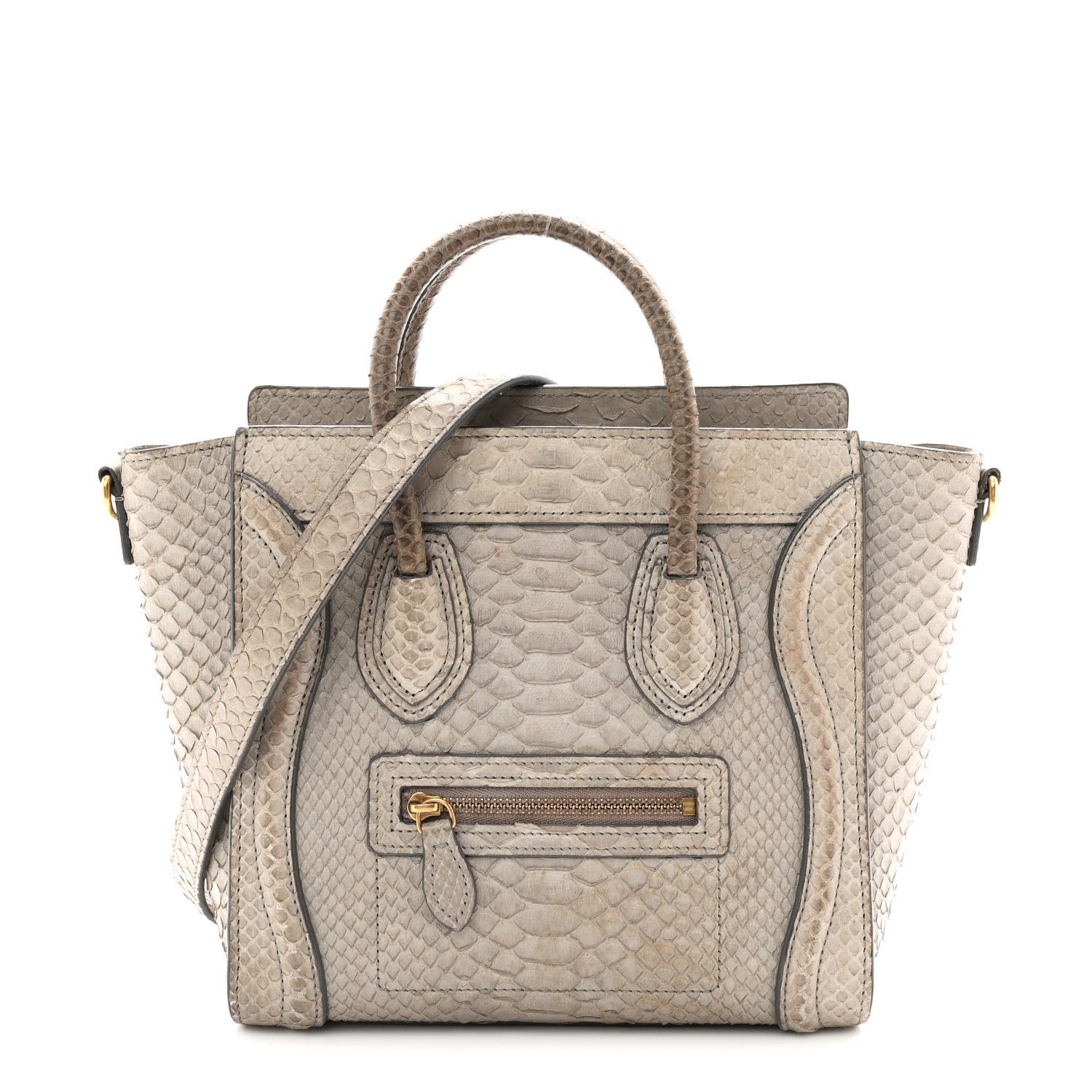 Celine Snakeskin Nano Luggage Grey