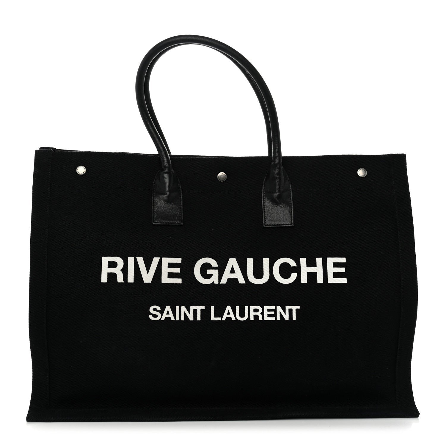 Saint Laurent Linen Calfskin Rive Gauche Tote Black