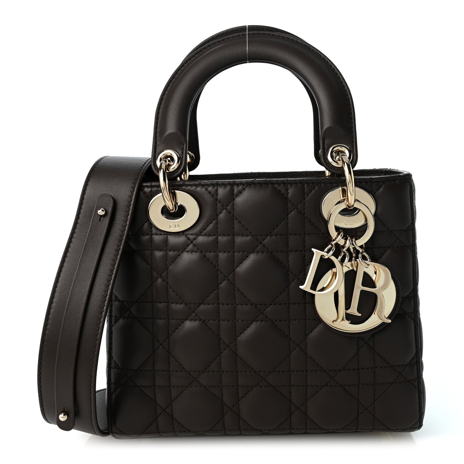 Christian Dior Lambskin Cannage Small My ABCDior Lady Dior Dark Chocolate