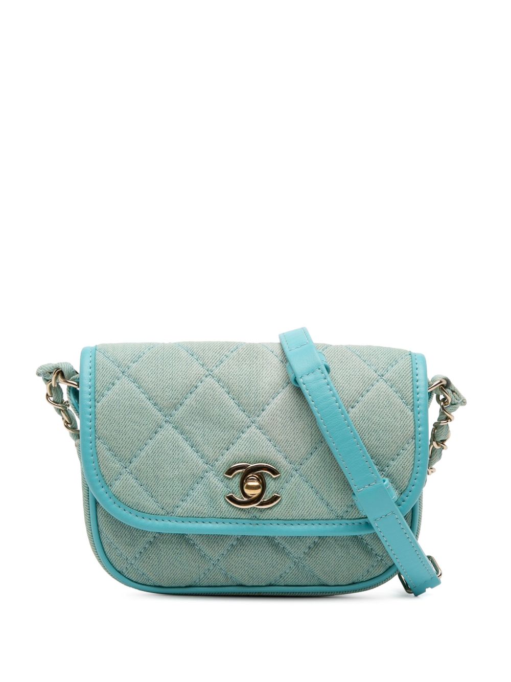 2021 Mini CC Quilted Denim Messenger Flap crossbody bag