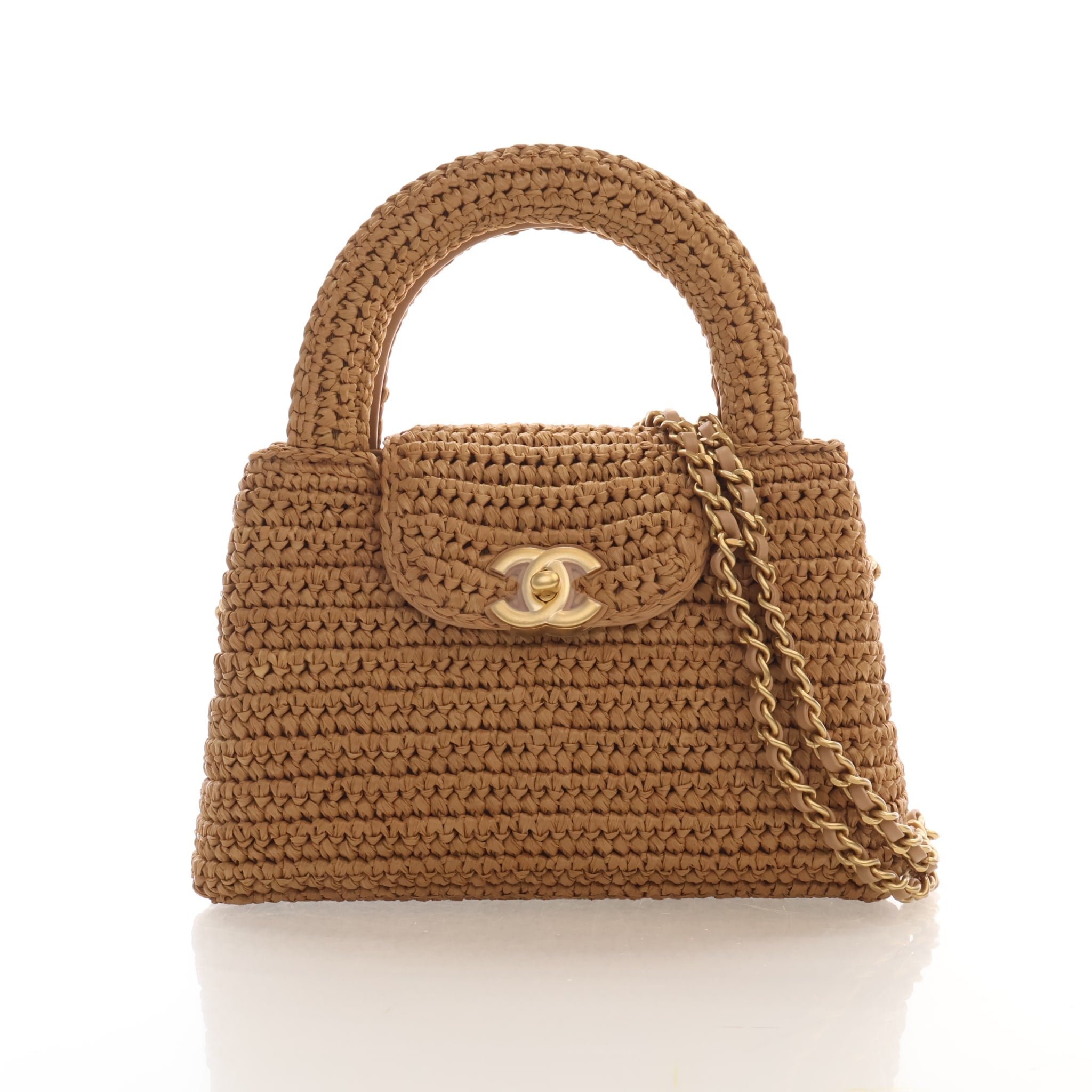 Chanel Nano Raffia Kelly Shopper